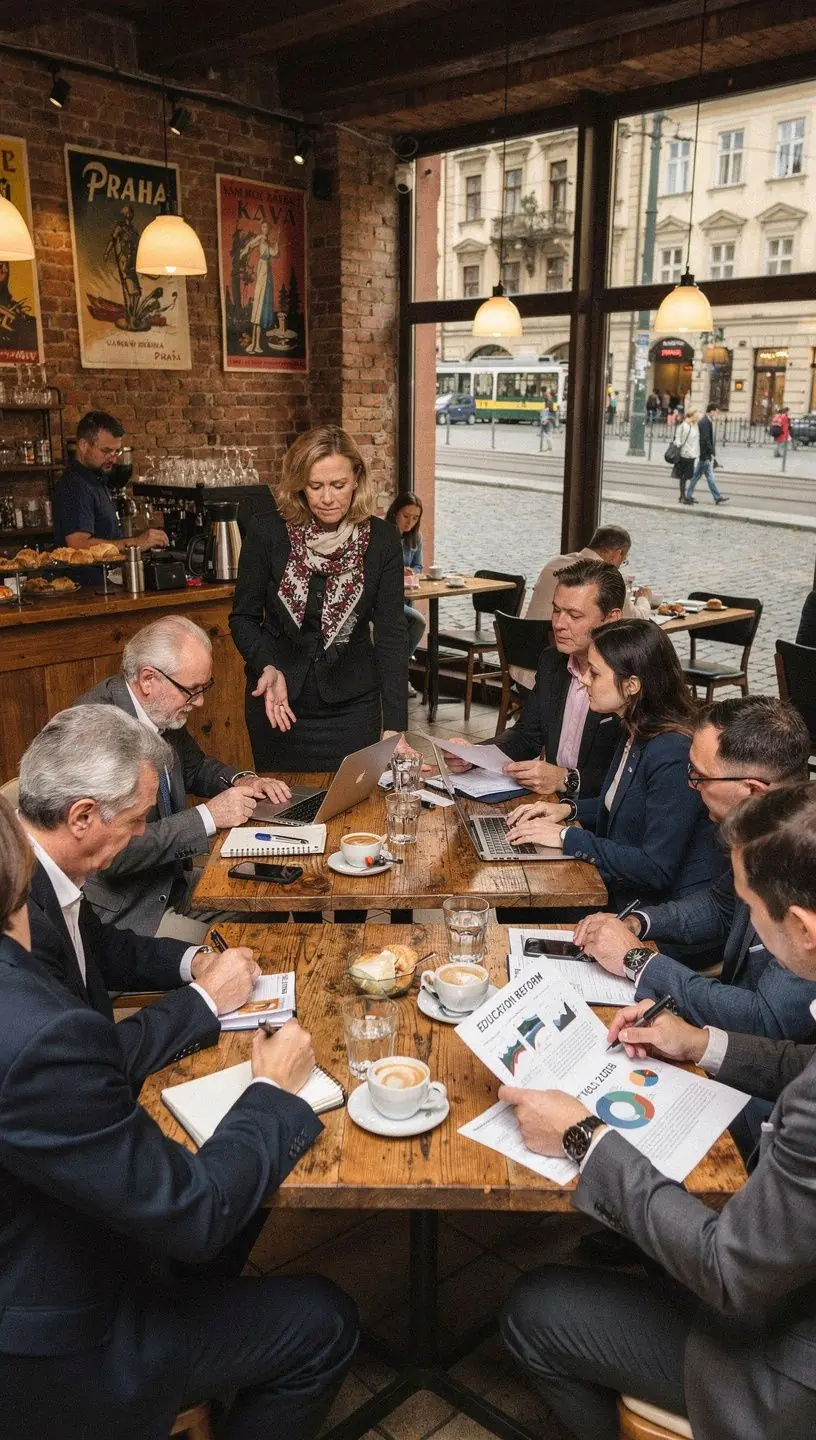 Studenti prezentují své projekty před třídou a získávají zpětnou vazbu.